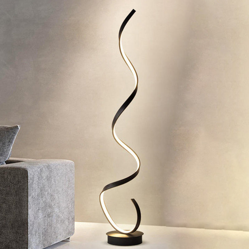 Contemporary Nordic Curve Iron PVC LED Standing Floor Lamp For Living Room