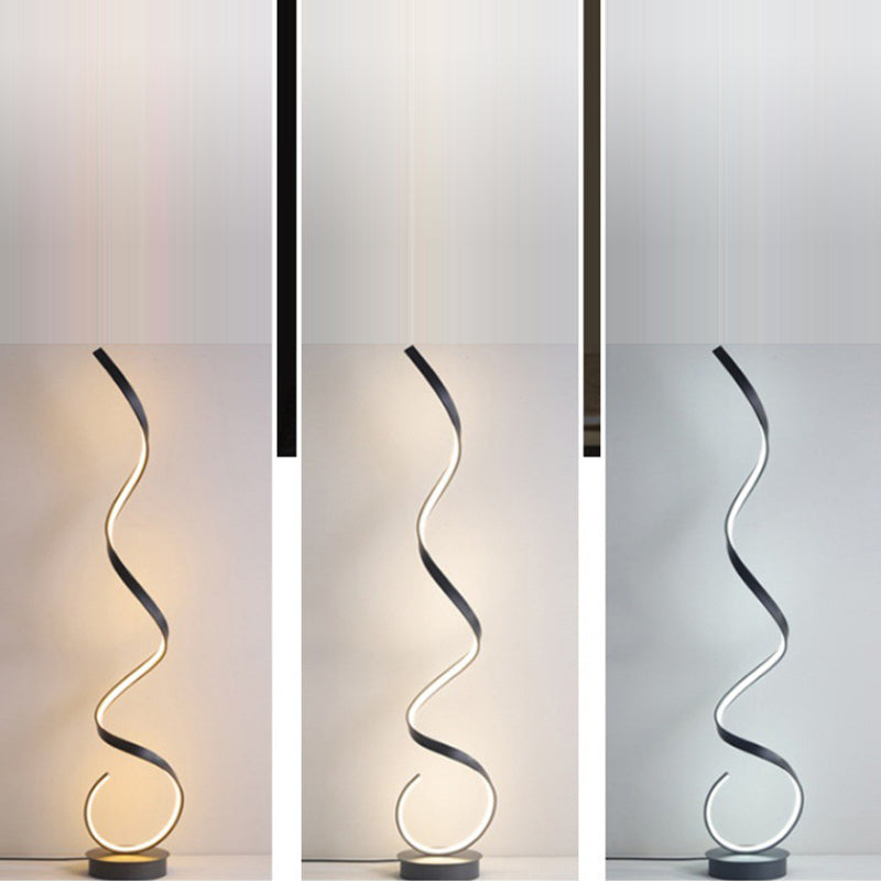 Contemporary Nordic Curve Iron PVC LED Standing Floor Lamp For Living Room