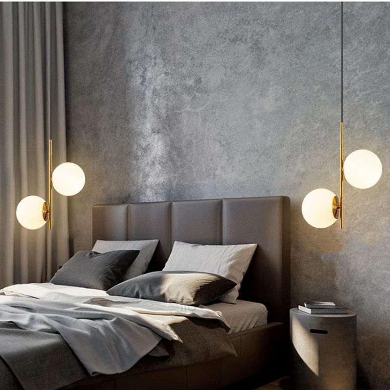 Contemporary Nordic Sphere Iron Glass 2/3/4 Light Pendant Light For Bedroom