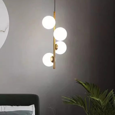 Contemporary Nordic Sphere Iron Glass 2/3/4 Light Pendant Light For Bedroom