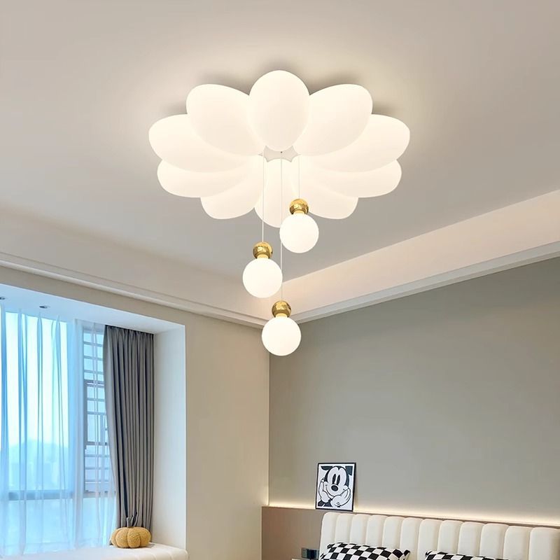 Modern Simplicity Flower Sphere Iron Acrylic LED Flush Mount Ceiling Light For Bedroom