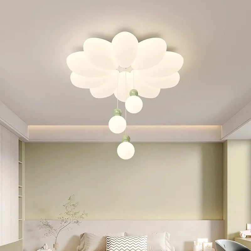 Modern Simplicity Flower Sphere Iron Acrylic LED Flush Mount Ceiling Light For Bedroom