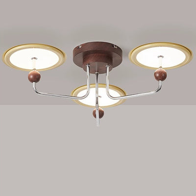 Traditional French Flying Saucer Metal Acrylic LED Semi-Flush Mount Ceiling Light For Bedroom