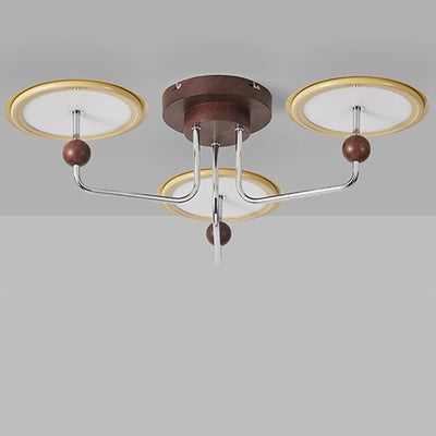 Traditional French Flying Saucer Metal Acrylic LED Semi-Flush Mount Ceiling Light For Bedroom