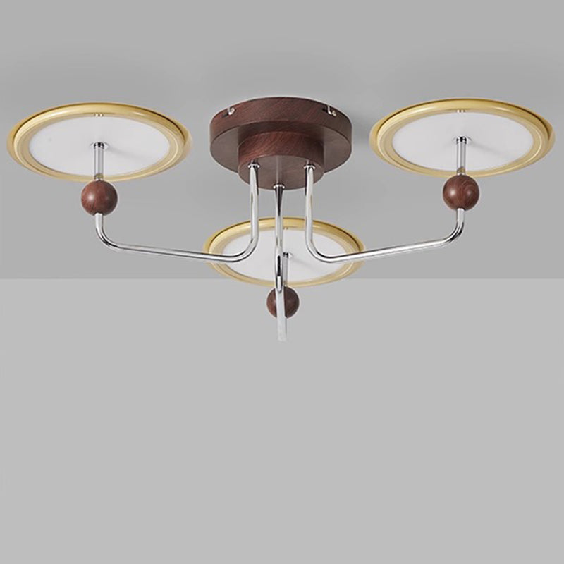 Traditional French Flying Saucer Metal Acrylic LED Semi-Flush Mount Ceiling Light For Bedroom