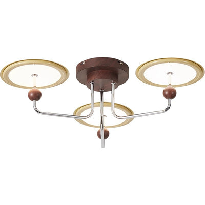 Traditional French Flying Saucer Metal Acrylic LED Semi-Flush Mount Ceiling Light For Bedroom