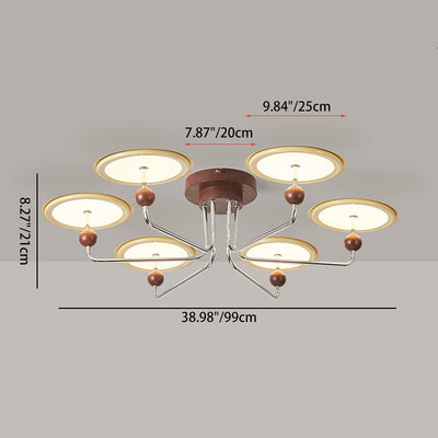 Traditional French Flying Saucer Metal Acrylic LED Semi-Flush Mount Ceiling Light For Bedroom