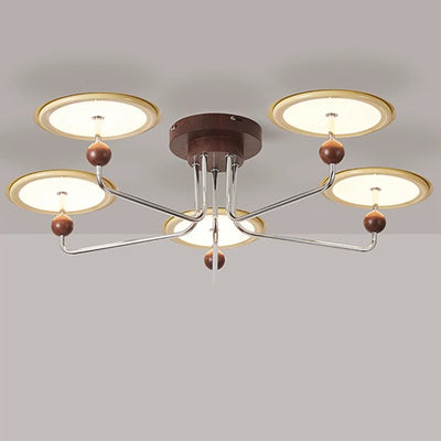 Traditional French Flying Saucer Metal Acrylic LED Semi-Flush Mount Ceiling Light For Bedroom