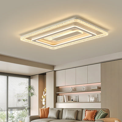 Modern Luxury Rectangular Iron Acrylic LED Flush Mount Ceiling Light For Living Room