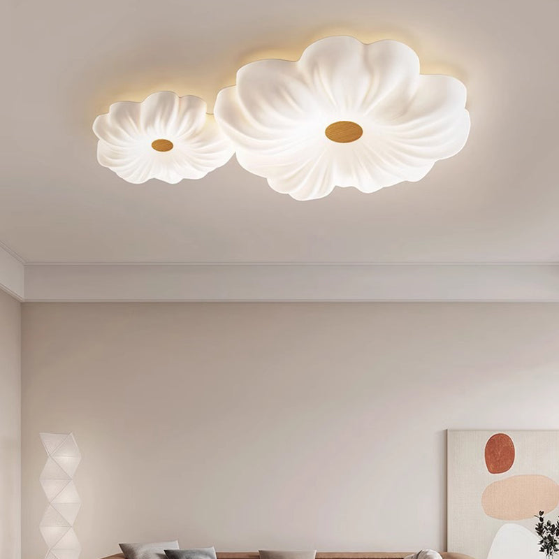 Contemporary Creative Flower Iron PE LED Flush Mount Ceiling Light For Bedroom