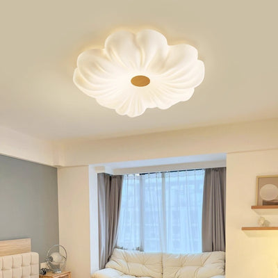 Contemporary Creative Flower Iron PE LED Flush Mount Ceiling Light For Bedroom