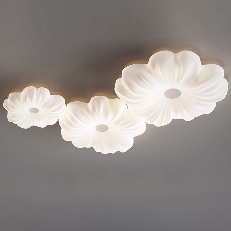 Contemporary Creative Flower Iron PE LED Flush Mount Ceiling Light For Bedroom