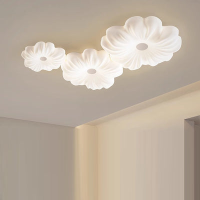 Contemporary Creative Flower Iron PE LED Flush Mount Ceiling Light For Bedroom