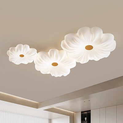 Contemporary Creative Flower Iron PE LED Flush Mount Ceiling Light For Bedroom