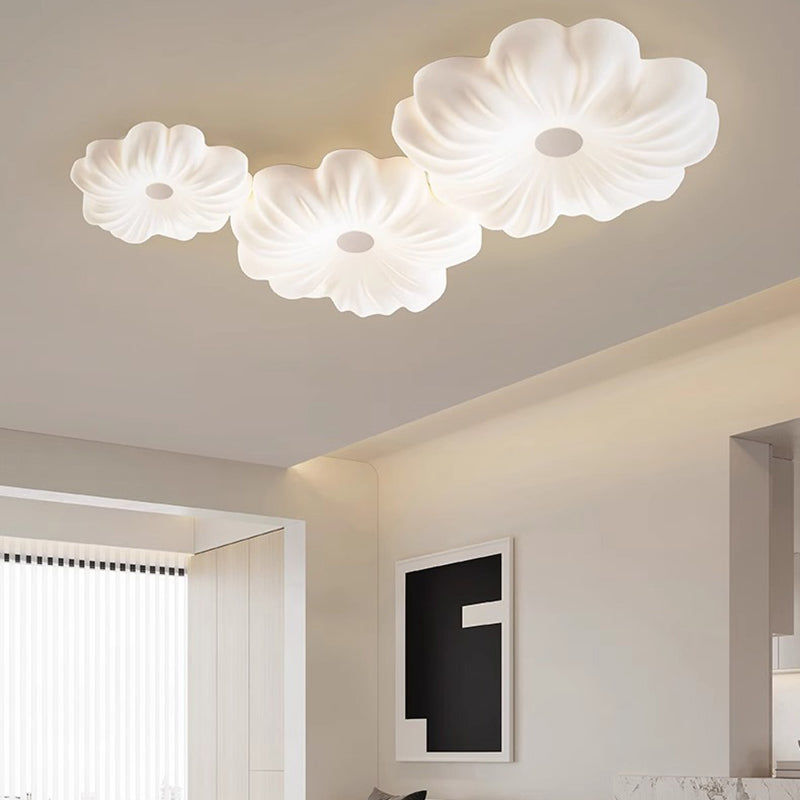 Contemporary Creative Flower Iron PE LED Flush Mount Ceiling Light For Bedroom