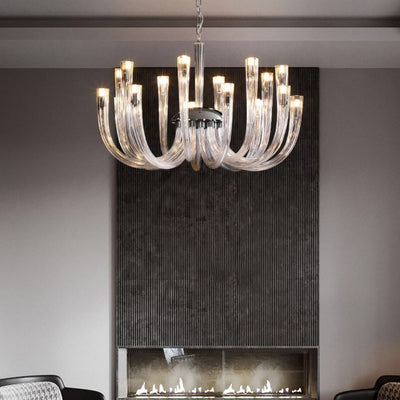 Contemporary Creative Jellyfish Glass Metal 12-Light Chandelier For Living Room