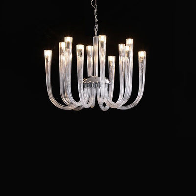 Contemporary Creative Jellyfish Glass Metal 12-Light Chandelier For Living Room