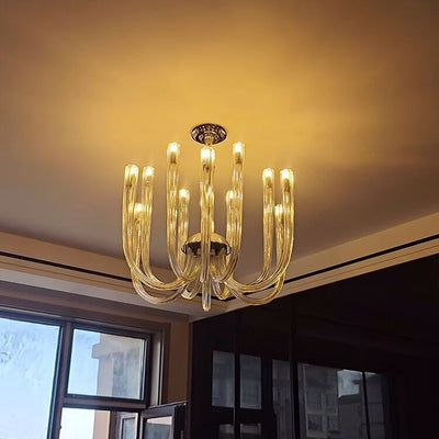 Contemporary Creative Jellyfish Glass Metal 12-Light Chandelier For Living Room