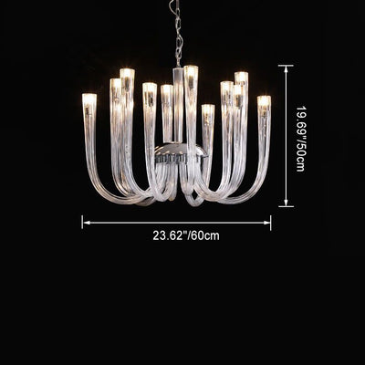 Contemporary Creative Jellyfish Glass Metal 12-Light Chandelier For Living Room