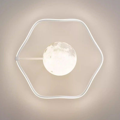 Contemporary Creative Moon Iron Acrylic Silicone LED Semi-Flush Mount Lighting For Bedroom