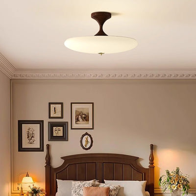 Traditional Chinese Dome Acrylic Iron LED Semi-Flush Mount Ceiling Light For Bedroom