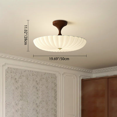 Traditional Chinese Dome Acrylic Iron LED Semi-Flush Mount Ceiling Light For Bedroom