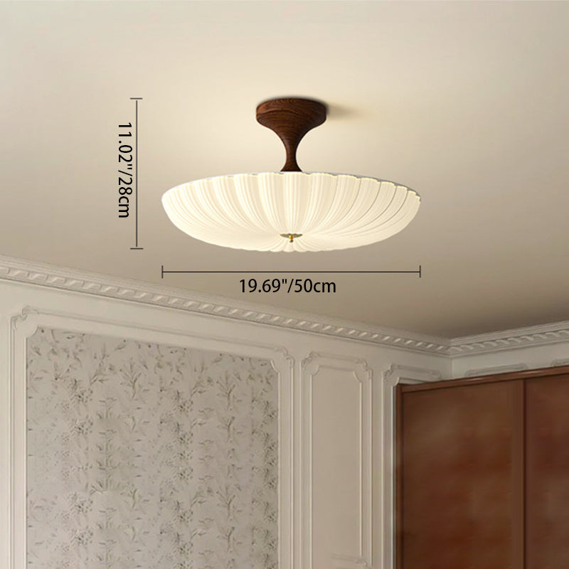 Traditional Chinese Dome Acrylic Iron LED Semi-Flush Mount Ceiling Light For Bedroom