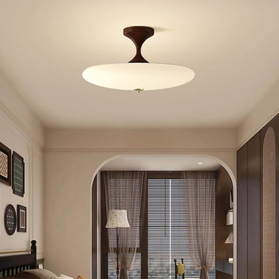 Traditional Chinese Dome Acrylic Iron LED Semi-Flush Mount Ceiling Light For Bedroom