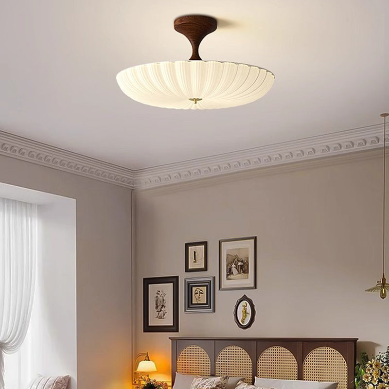 Traditional Chinese Dome Acrylic Iron LED Semi-Flush Mount Ceiling Light For Bedroom