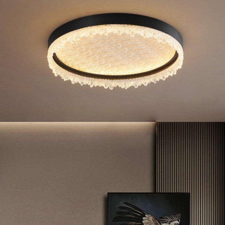 Modern Luxury Round Iron Acrylic LED Flush Mount Ceiling Light For Bedroom