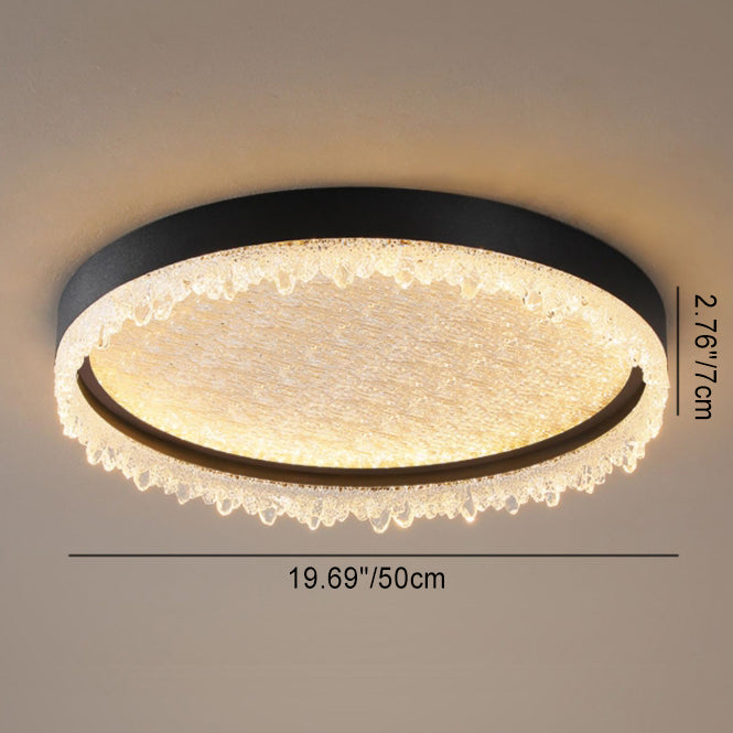 Modern Luxury Round Iron Acrylic LED Flush Mount Ceiling Light For Bedroom