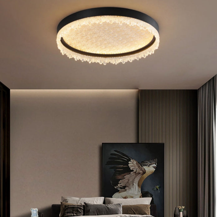 Modern Luxury Round Iron Acrylic LED Flush Mount Ceiling Light For Bedroom