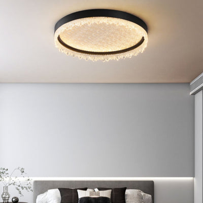 Modern Luxury Round Iron Acrylic LED Flush Mount Ceiling Light For Bedroom