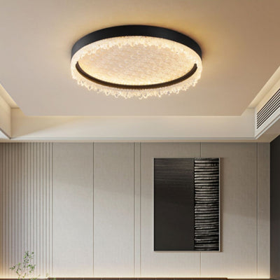 Modern Luxury Round Iron Acrylic LED Flush Mount Ceiling Light For Bedroom