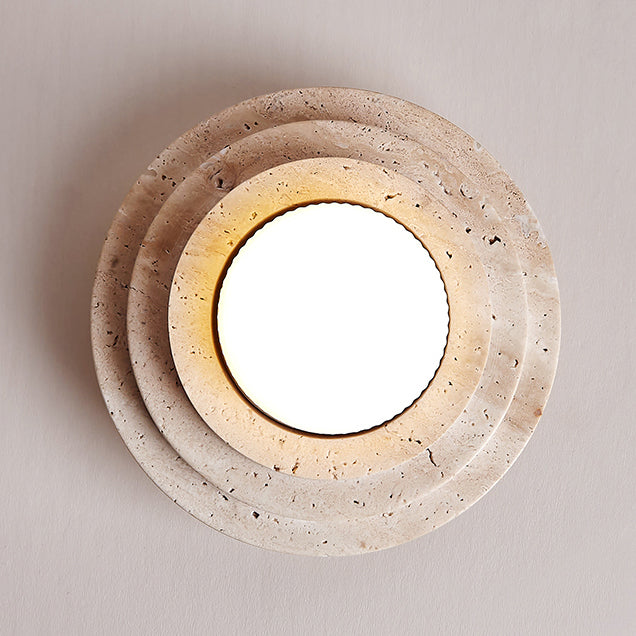 Contemporary Nordic Cylinder Travertine 1-Light Semi-Flush Mount Ceiling Light For Bedroom