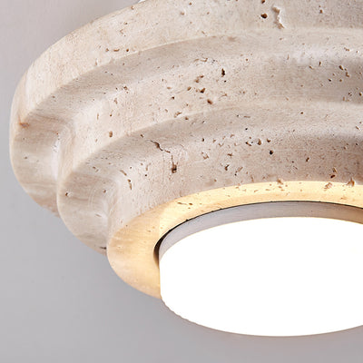 Contemporary Nordic Cylinder Travertine 1-Light Semi-Flush Mount Ceiling Light For Bedroom