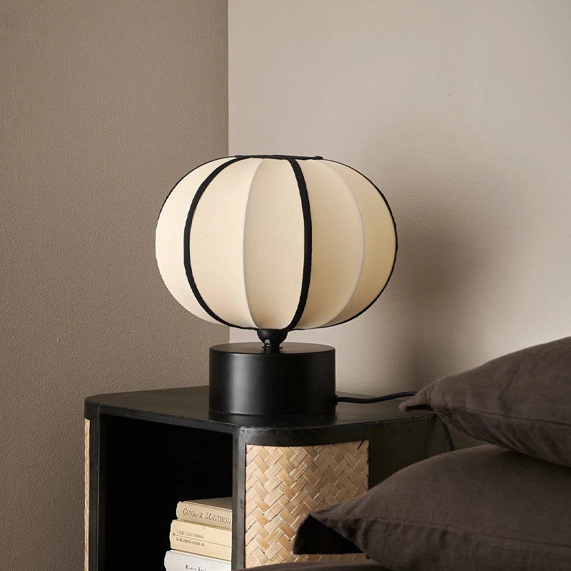 Contemporary Scandinavian Globe Iron Fabric LED Table Lamp For Bedroom