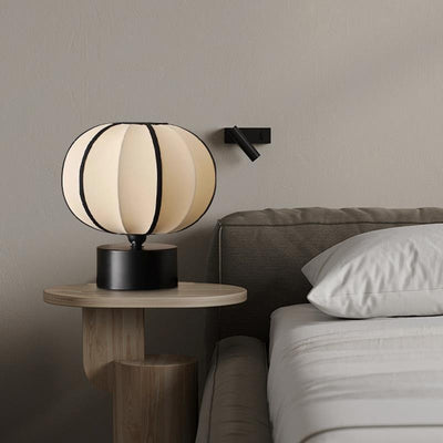 Contemporary Scandinavian Globe Iron Fabric LED Table Lamp For Bedroom