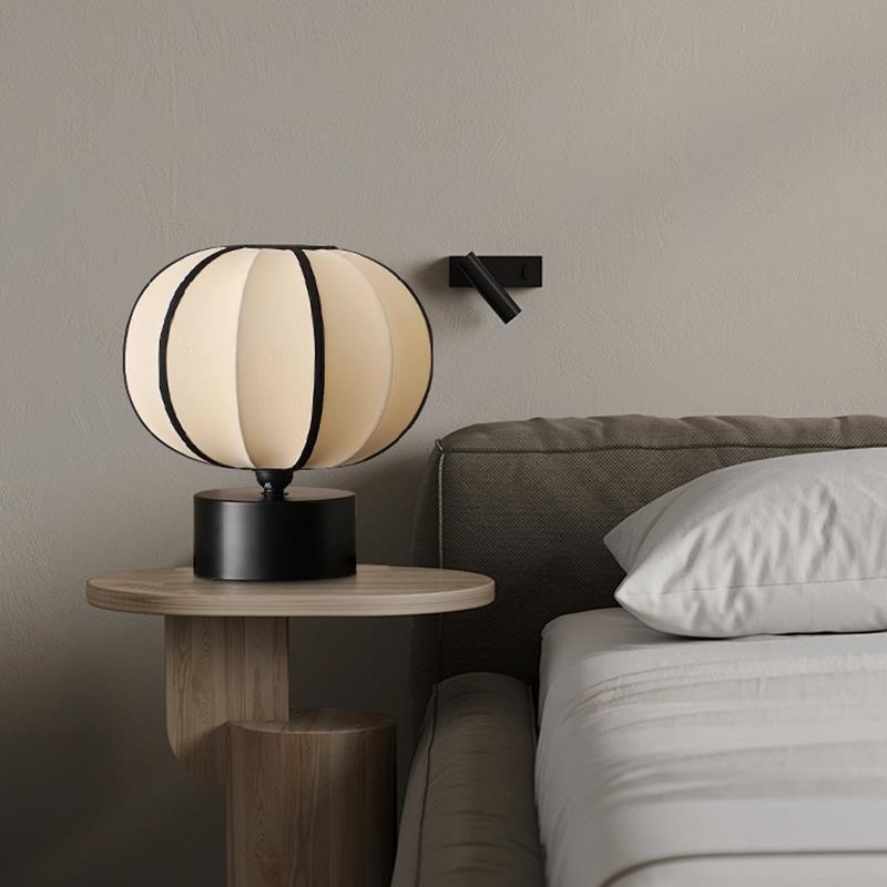 Contemporary Scandinavian Globe Iron Fabric LED Table Lamp For Bedroom