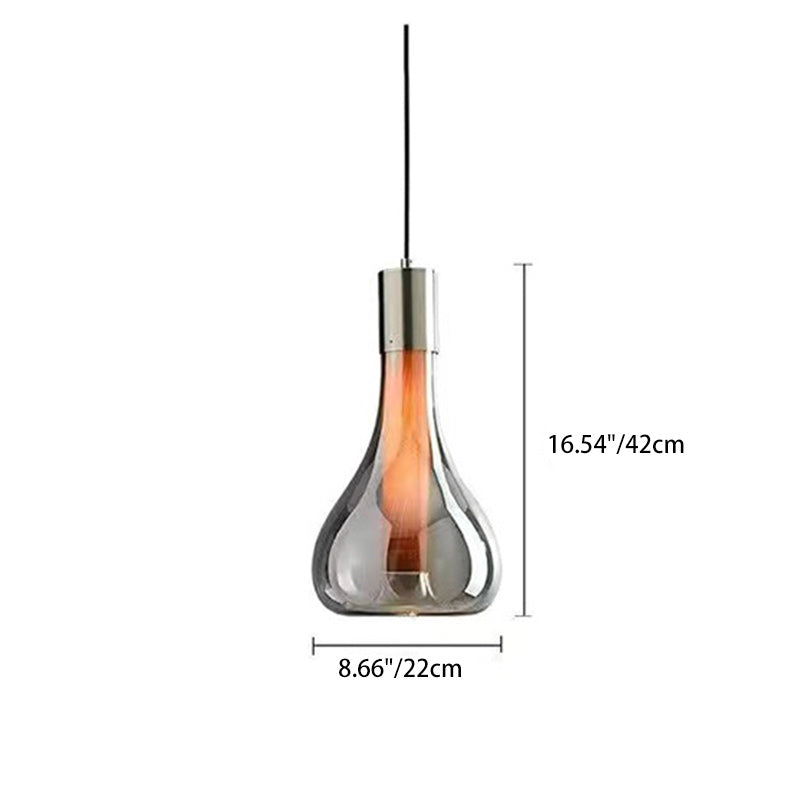 Contemporary Nordic Cone Aluminum Glass 1-Light Pendant Light For Bedroom