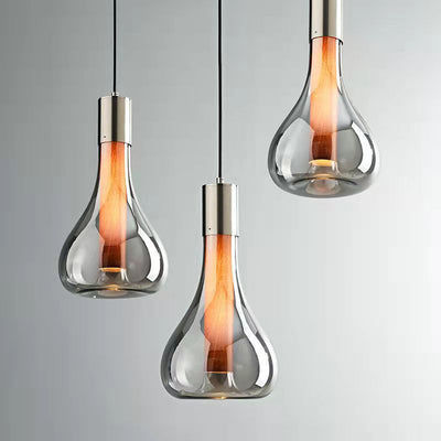 Contemporary Nordic Cone Aluminum Glass 1-Light Pendant Light For Bedroom