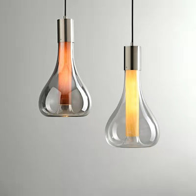 Contemporary Nordic Cone Aluminum Glass 1-Light Pendant Light For Bedroom