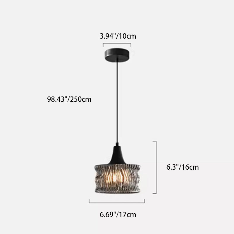 Modern Luxury Cylinder Aluminum Glass 1-Light Pendant Light For Bedroom