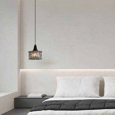 Modern Luxury Cylinder Aluminum Glass 1-Light Pendant Light For Bedroom