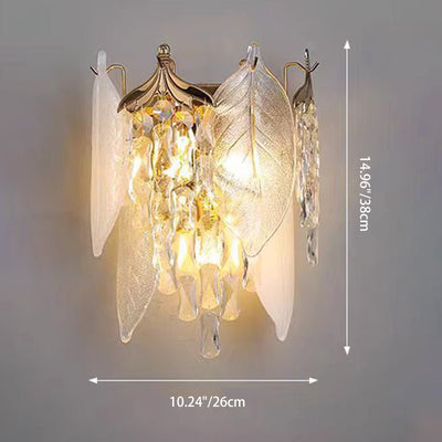 Traditional European Cone Metal Glass Crystal 3-Light Wall Sconce Lamp For Living Room