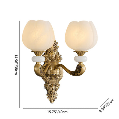 Traditional European Bud Copper Glass 1/2 Light Wall Sconce Lamp For Living Room