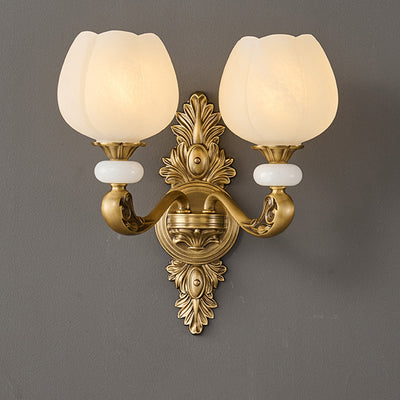 Traditional European Bud Copper Glass 1/2 Light Wall Sconce Lamp For Living Room