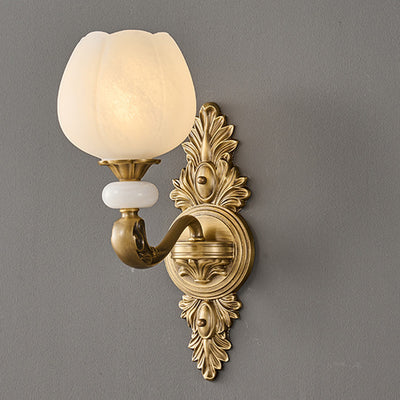 Traditional European Bud Copper Glass 1/2 Light Wall Sconce Lamp For Living Room