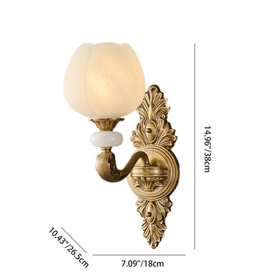 Traditional European Bud Copper Glass 1/2 Light Wall Sconce Lamp For Living Room