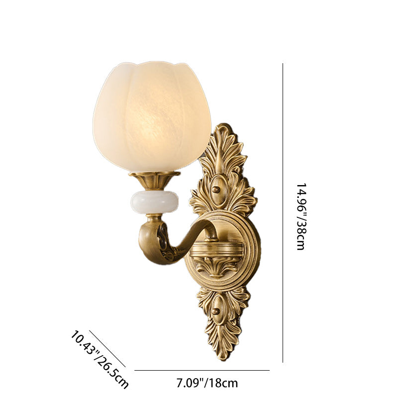 Traditional European Bud Copper Glass 1/2 Light Wall Sconce Lamp For Living Room